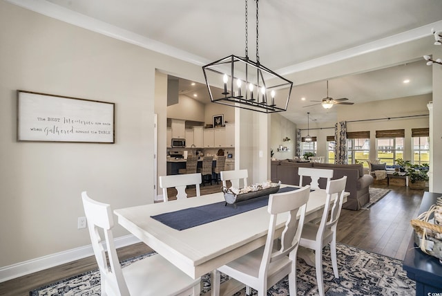 860 Brant St, Myrtle Beach, SC 29579 - dining space featuring dark wood-type flooring, ceiling fan, recessed lighting, and a chandelier