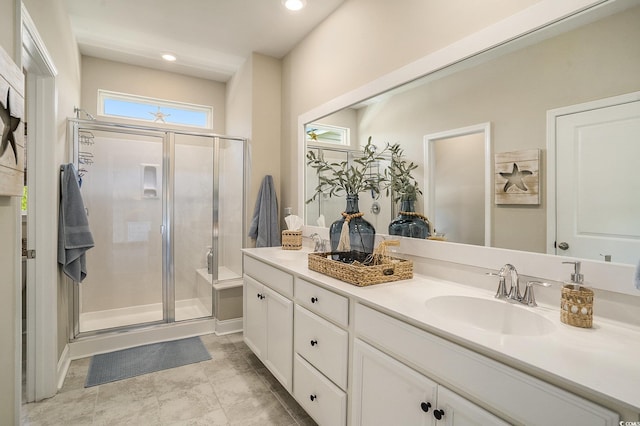 860 Brant St, Myrtle Beach, SC 29579 - bathroom with double vanity, a shower stall, and recessed lighting