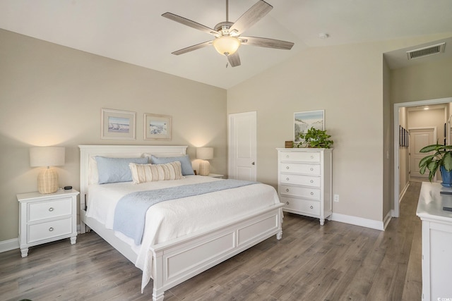 860 Brant St, Myrtle Beach, SC 29579 - bedroom featuring wood finished floors, ceiling fan, and high vaulted ceiling