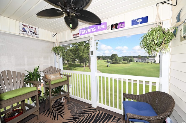 697 Tupelo Ln Unit 24G, Longs, SC 29568 - sunroom / solarium with view of golf course and a ceiling fan