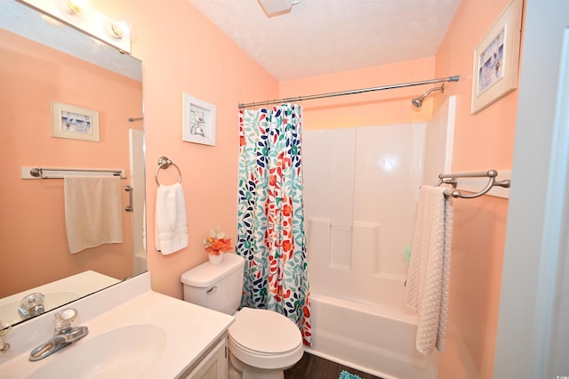 697 Tupelo Ln Unit 24G, Longs, SC 29568 - full bath with shower / tub combo, vanity, a textured ceiling, and wood finished floors