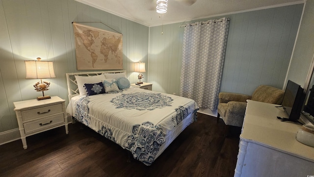 405 21st Ave S Unit 2J, North Myrtle Beach, SC 29582 - bedroom featuring dark wood-style floors, crown molding, and ceiling fan