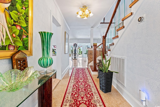 5000 N Ocean Blvd, Myrtle Beach, SC 29577 - entrance foyer featuring stairway and a chandelier