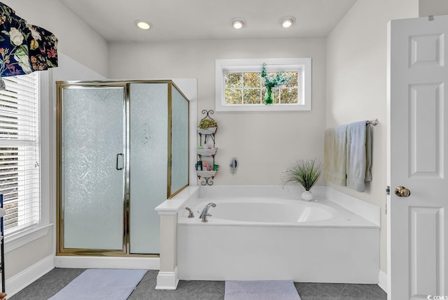 4507 Smilax Pl, Murrells Inlet, SC 29576 - full bath featuring a bath, a shower stall, and tile patterned floors