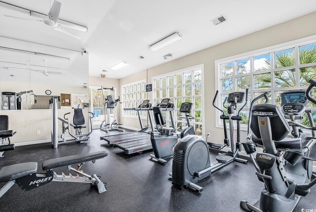 4507 Smilax Pl, Murrells Inlet, SC 29576 - gym featuring baseboards and ceiling fan