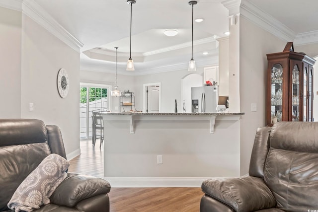 4002 Bayfield Loop, Murrells Inlet, SC 29576 - living room with crown molding and light wood finished floors