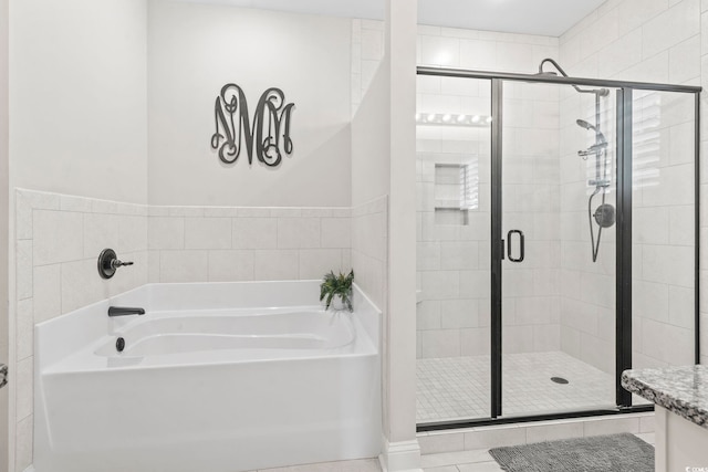 4002 Bayfield Loop, Murrells Inlet, SC 29576 - full bathroom with a garden tub, a shower stall, and tile patterned flooring