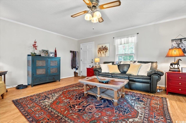 322 Azalea Ave, Marion, SC 29571 - living area featuring wood finished floors, ceiling fan, crown molding, and a textured ceiling