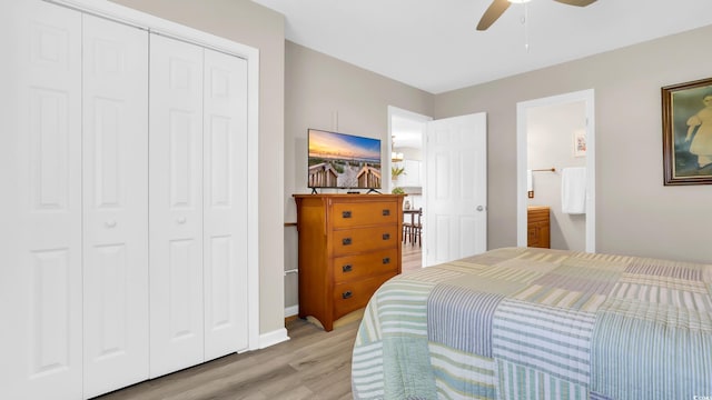 521 White River Dr Unit 21C, Myrtle Beach, SC 29579 - bedroom featuring light wood finished floors, a closet, and ceiling fan