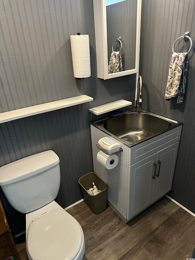 390 Boundary Ave, Murrells Inlet, SC 29576 - bathroom with wood finished floors, vanity, and wood walls