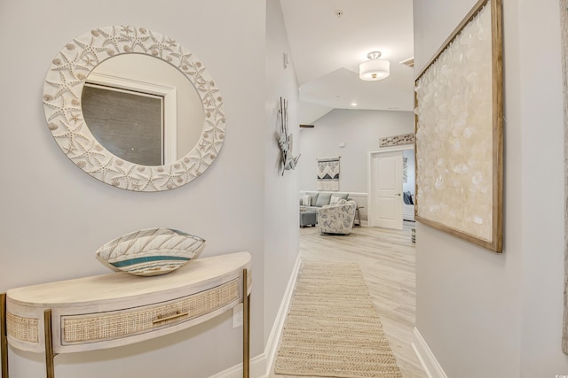 6203 Catalina Dr Unit 935, North Myrtle Beach, SC 29582 - hall featuring lofted ceiling and wood finished floors