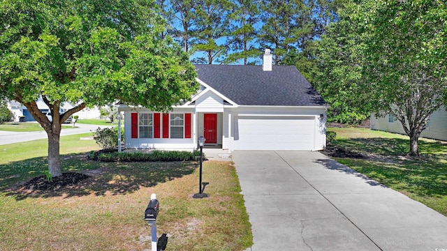 244 Devonbrook Pl, Longs, SC 29568 - view of front of property with a garage, a front lawn, concrete driveway, and a chimney