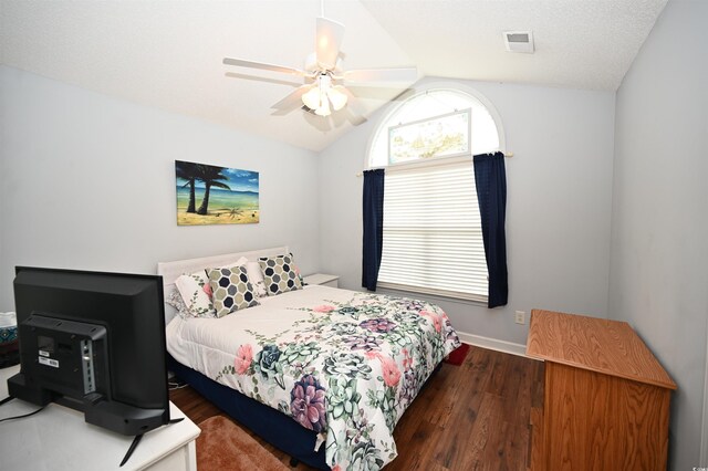 144 Balsa Dr, Longs, SC 29568 - bedroom with wood finished floors, lofted ceiling, and a ceiling fan