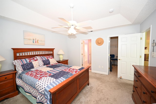 144 Balsa Dr, Longs, SC 29568 - bedroom featuring light colored carpet, a walk in closet, a closet, and ceiling fan