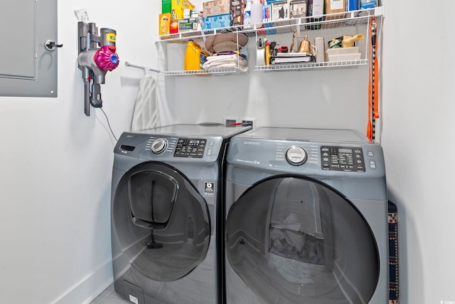 1524 Sayebrook Pkwy, Myrtle Beach, SC 29588 - laundry area with washing machine and clothes dryer and electric panel