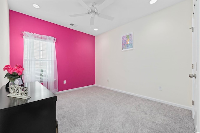 219 Glenmoor Dr, Conway, SC 29526 - empty room featuring recessed lighting, carpet, and a ceiling fan
