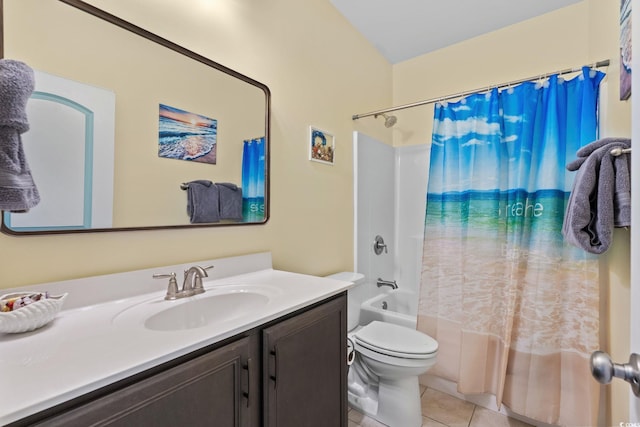 2781 Desert Rose St, Little River, SC 29566 - bathroom with shower / tub combo with curtain, vanity, and tile patterned flooring