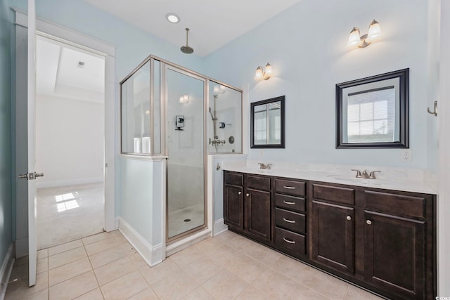 1348 Peterson St, Myrtle Beach, SC 29577 - full bathroom with a stall shower, tile patterned flooring, and double vanity