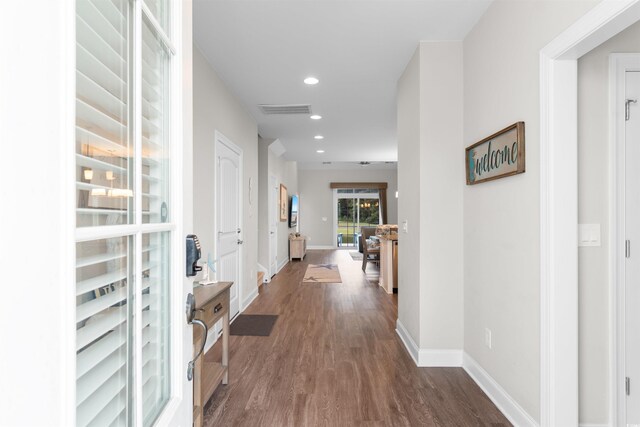 5304 Sea Coral Way N, Myrtle Beach, SC 29582 - hallway with dark wood-style flooring and recessed lighting