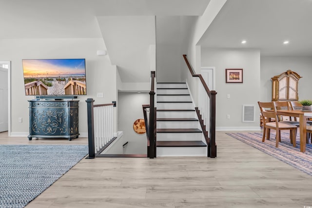 2557 Pete Dye Dr Unit 803, North Myrtle Beach, SC 29582 - staircase featuring recessed lighting and wood finished floors