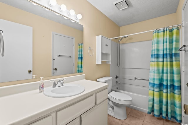 251 Myrtle Greens Dr Unit B, Conway, SC 29526 - full bath featuring shower / bath combination with curtain, vanity, tile patterned floors, and a textured ceiling
