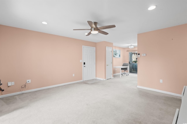 251 Myrtle Greens Dr Unit B, Conway, SC 29526 - empty room with a ceiling fan, light colored carpet, recessed lighting, and an office area