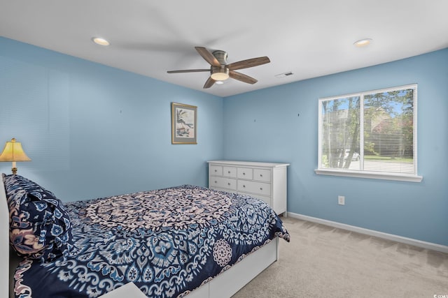251 Myrtle Greens Dr Unit B, Conway, SC 29526 - bedroom featuring light carpet, a ceiling fan, and recessed lighting