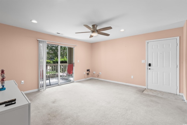 251 Myrtle Greens Dr Unit B, Conway, SC 29526 - unfurnished living room featuring a ceiling fan, light carpet, and recessed lighting