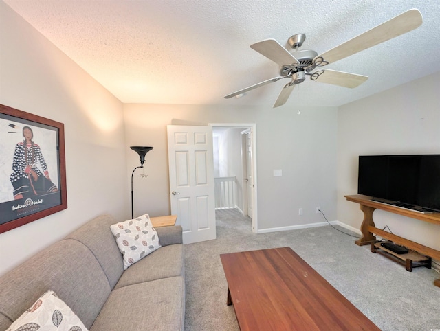 50 Pawleys Place Dr Unit 50, Pawleys Island, SC 29585 - carpeted living room with ceiling fan and a textured ceiling