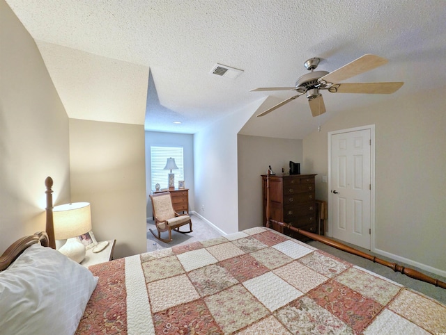 50 Pawleys Place Dr Unit 50, Pawleys Island, SC 29585 - bedroom featuring carpet, a ceiling fan, a textured ceiling, and lofted ceiling