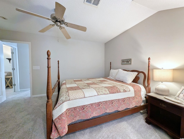 50 Pawleys Place Dr Unit 50, Pawleys Island, SC 29585 - bedroom with carpet floors, ceiling fan, lofted ceiling, and a textured ceiling