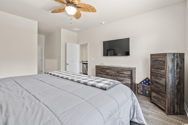 688 Wallace Dr, Little River, SC 29566 - bedroom featuring wood finished floors and ceiling fan