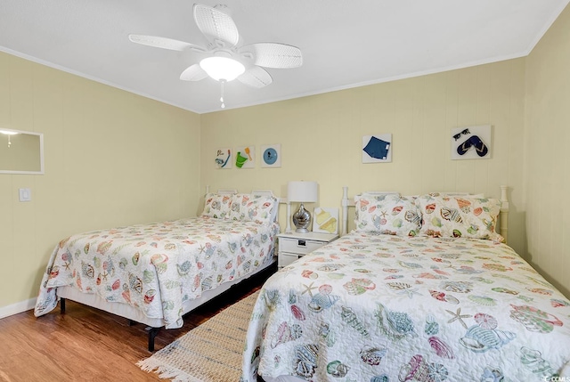 401 Hillside Dr N Unit 2F, North Myrtle Beach, SC 29582 - bedroom featuring wood finished floors, crown molding, and a ceiling fan