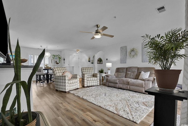 139 Butkus Dr Unit 3, Myrtle Beach, SC 29588 - living room with a ceiling fan and wood finished floors