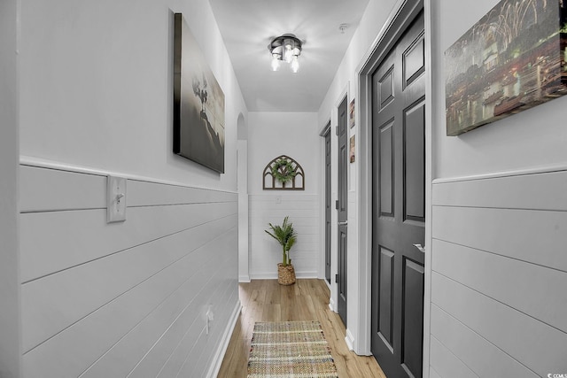 139 Butkus Dr Unit 3, Myrtle Beach, SC 29588 - hall with light wood finished floors and wood walls