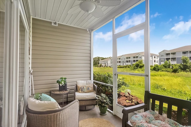 139 Butkus Dr Unit 3, Myrtle Beach, SC 29588 - sunroom / solarium featuring a ceiling fan and a residential view