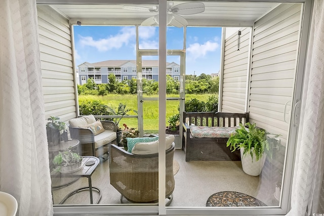 139 Butkus Dr Unit 3, Myrtle Beach, SC 29588 - sunroom with ceiling fan and a residential view