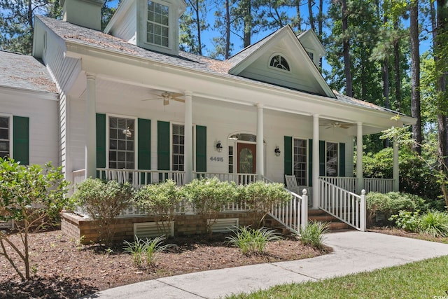 4495 Trotters Ct, Murrells Inlet, SC 29576 - view of front of house featuring a ceiling fan and a porch