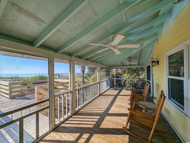 206 Atlantic Ave, Pawleys Island, SC 29585 - sunroom / solarium with ceiling fan and a water view