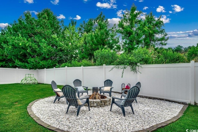 780 Trap Shooter Cir, Longs, SC 29568 - fenced backyard featuring a fire pit