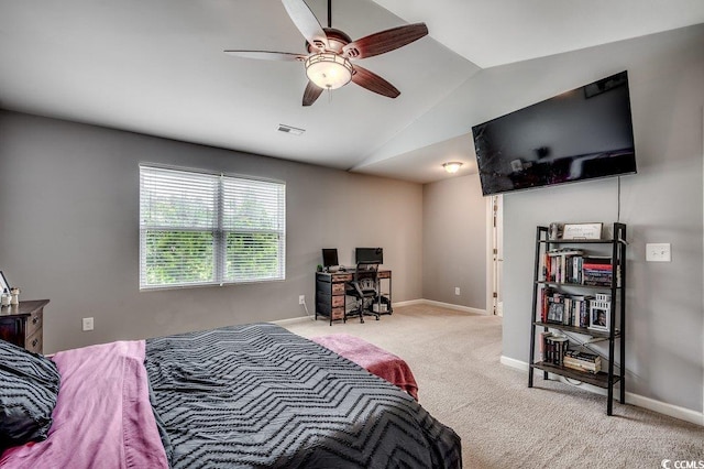 780 Trap Shooter Cir, Longs, SC 29568 - bedroom with carpet floors, vaulted ceiling, and a ceiling fan