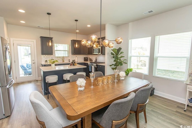 2429 Campton Loop, Conway, SC 29527 - dining space featuring a chandelier, light wood-style flooring, and recessed lighting