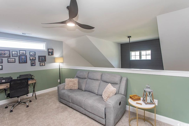 2429 Campton Loop, Conway, SC 29527 - carpeted home office featuring a ceiling fan and baseboards
