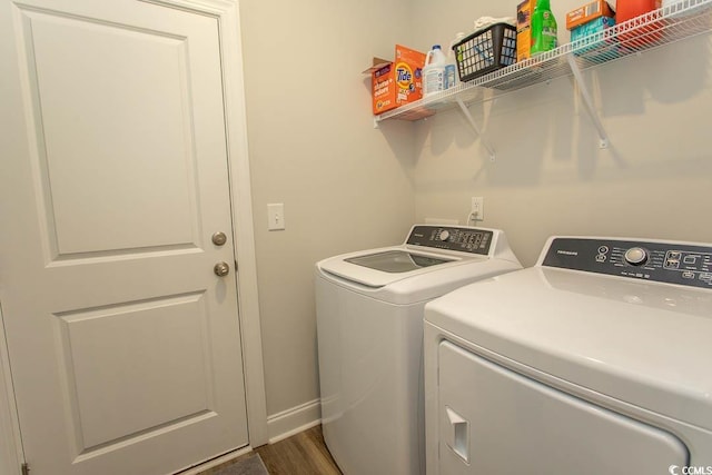 2429 Campton Loop, Conway, SC 29527 - laundry area with washing machine and clothes dryer and dark wood-type flooring