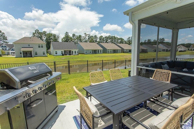2429 Campton Loop, Conway, SC 29527 - view of patio / terrace with outdoor dining space, area for grilling, a water view, and a residential view