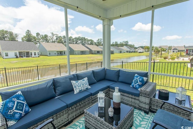 2429 Campton Loop, Conway, SC 29527 - sunroom / solarium featuring an outdoor living space, a water view, and a residential view