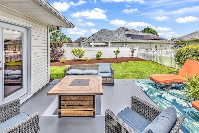 7977 Leeward Ln, Murrells Inlet, SC 29576 - fenced backyard with a patio area and outdoor lounge area