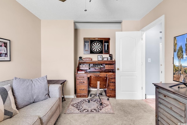 7977 Leeward Ln, Murrells Inlet, SC 29576 - carpeted home office with baseboards and a textured ceiling