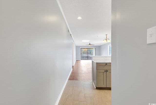 4350 Intracoastal Dr Unit 1403, Little River, SC 29566 - hallway featuring a chandelier, crown molding, and recessed lighting