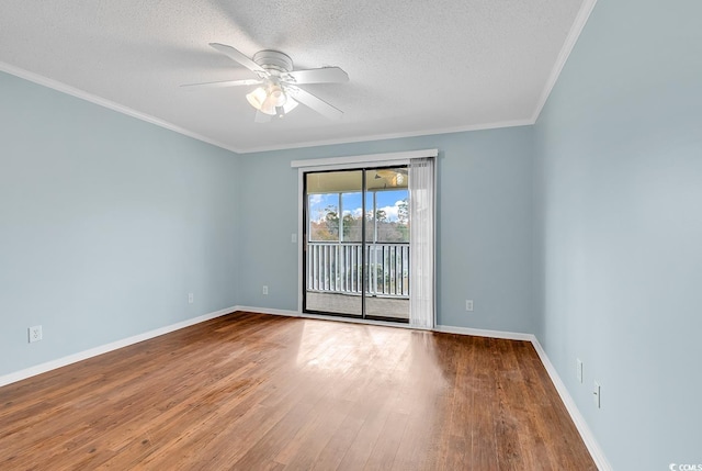 4350 Intracoastal Dr Unit 1403, Little River, SC 29566 - unfurnished room with ceiling fan, wood finished floors, a textured ceiling, and ornamental molding